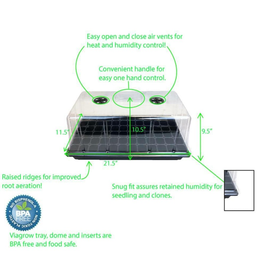 * Viagrow 10 In. X 20 In. Propagation Kit With Tall 7 In. Dome