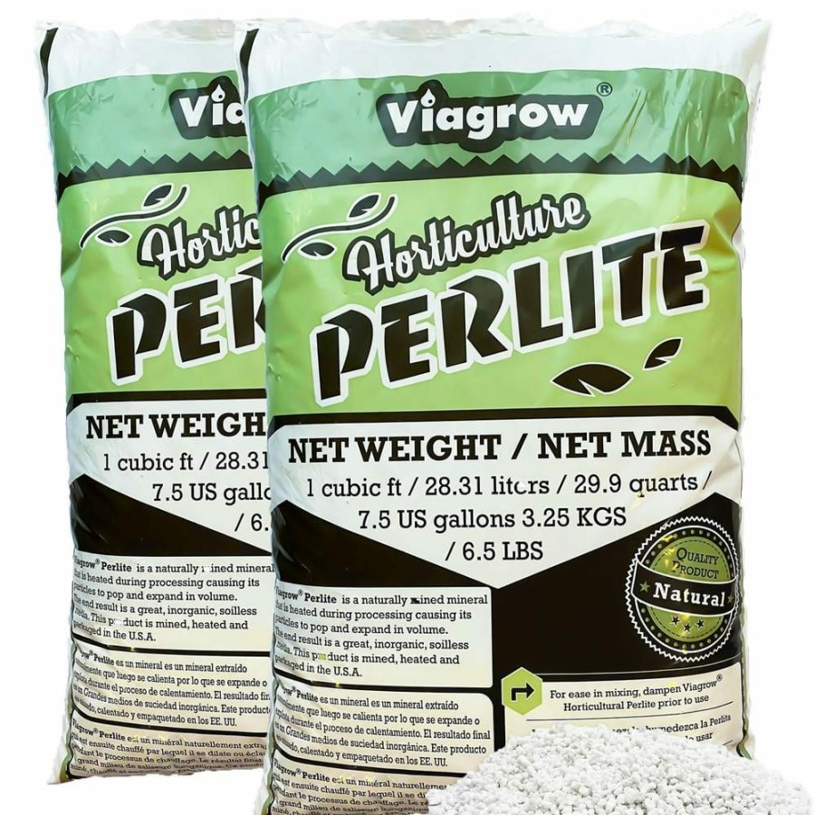 * Viagrow 1 Cu. Ft./29.9 Qt. Organic White Perlite Planting Soil Additive And Growing Medium (2-Pack)