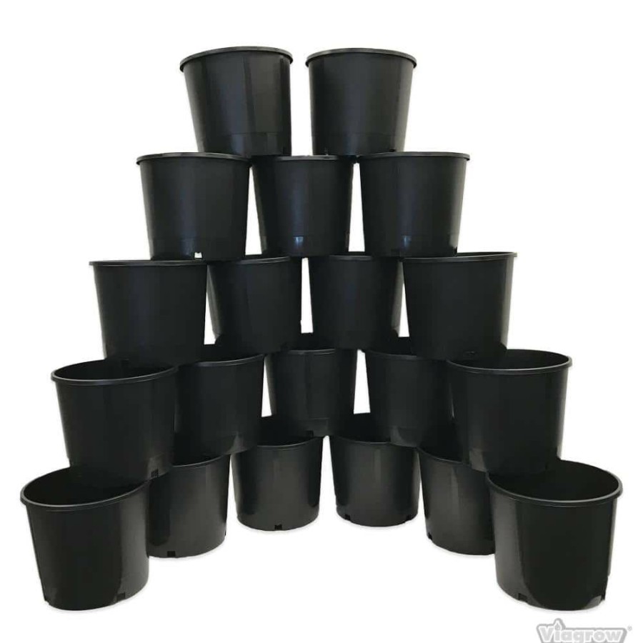 * Viagrow Heavy Duty Hydroponic 11 In. X 9.5 In. Black Black Plastic 3 Gallon Nursery Pots (20-Pack)